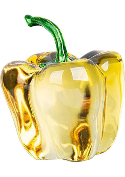 Kristal Meyve Heykel Masaüstü Rafğün Dekor Süs Sarı Biber (Yurt Dışından)