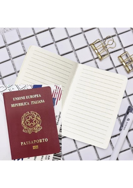 Italya Dizüstü 12.5x9 cm Pasaport Yaratıcı Prop Dizüstü Kırtasiye Öğrenci Okul Malzemeleri Için Dergisi Hediye Filme Simülasyon Ofis Aksesuarları (Yurt Dışından)