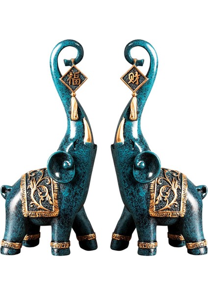 2x Reçine Fil Heykelleri Hayvan Heykelcik Heykel Ev Dekor Süsler (Yurt Dışından) modelleri