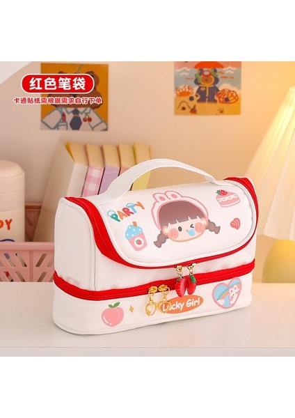 Kırmızı Etiket ile Yeni Kawaii Kalem Çantası Kalem Kutuları 2 Katmanlı Yüksek Kapasiteli Kalemler Kılıfı Ücretsiz 1 Pc Kendi Başına Yap Çıkartma Okul Kırtasiye Kız Hediye (Yurt Dışından) fiyatları