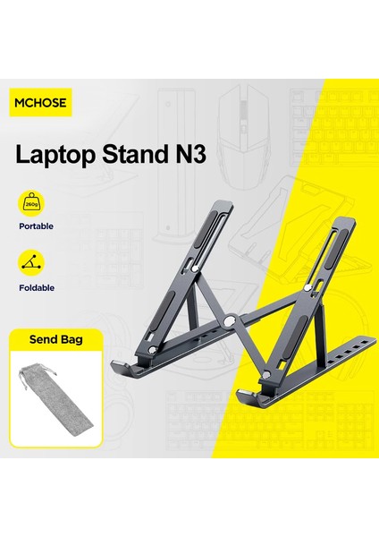Şerit Yükseltme Mc N3 Taşınabilir Dizüstü Bilgisayar Standı Alüminyum Katlanabilir Dizüstü Bilgisayar Standı Macbook Lenovo Dell Için 10 Ila 15,6 Inç Dizüstü Bilgisayarlarla Uyumlu (Yurt Dışından)