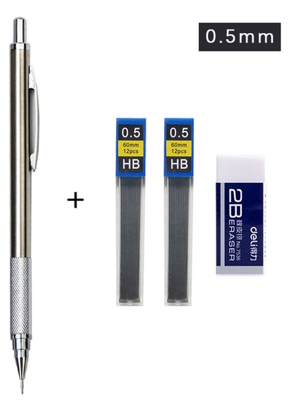 4 Adet 0.5mm Set 0.5 0.7 0.9 1.3 2.0mm Metal Mekanik Kurşun Kalem Öğrencileri Sanat Çizim Tasarım Hb Siyah Kurşun Seti Bakır ve Paslanmaz Çelik Malzemeler (Yurt Dışından)