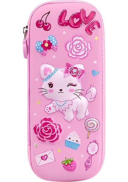 05 3D Unicorn Kedi Sevimli Kalem Kutusu Okul Öğrenci Kırtasiye Kutusu Çocuk Kalem Saklama Kutusu Üç Katmanlı Büyük Kapasiteli Kalem Kutusu (Yurt Dışından)