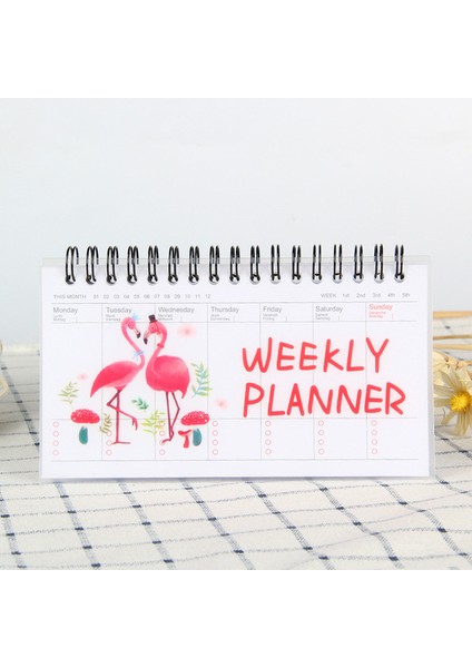 D Flamingo Defter Karikatürler Haftalık Planlayıcı Gündem Aylık Kawaii Libreta Planificador Yapılacaklar Listesi Semanal Carnet Cahier Not Defteri (Yurt Dışından)