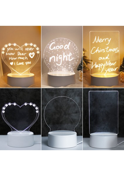 Stil 2 LED Mesaj Panosu USB Gece Lambası Not Panosu Kalem Çizim Tahtasında Not Defteri Tatil Işık Çocuk Kız Arkadaşı Hediye Gece Lambası (Yurt Dışından)