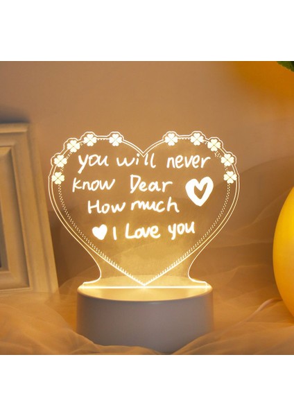 Stil 2 LED Mesaj Panosu USB Gece Lambası Not Panosu Kalem Çizim Tahtasında Not Defteri Tatil Işık Çocuk Kız Arkadaşı Hediye Gece Lambası (Yurt Dışından)
