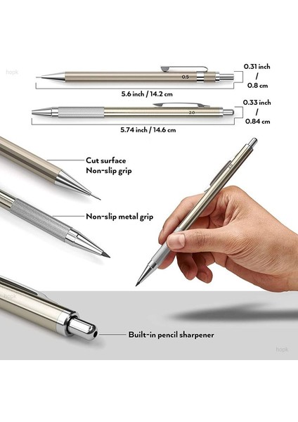 1.3-2.0mm 6 Adet Set B Haile Tam Metal Mekanik Kalem Seti 0.5 0.7 0.9 1.3 2.0mm Sanat Çizim Boyama Otomatik Kalem Okul Ofis Malzemeleri Talepleri (Yurt Dışından)