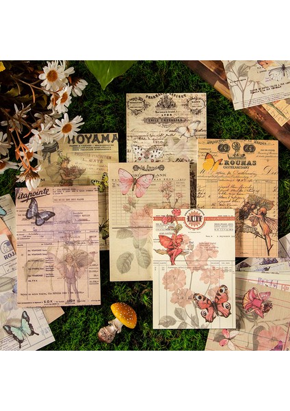E Shanbu 50 Adet Elfler Vintage Bloknot Hafif Kağıt Deoc Scrapbooking Malzeme Kağıt Retro Günlük Günlüğü Arka Plan Kırtasiye (Yurt Dışından)
