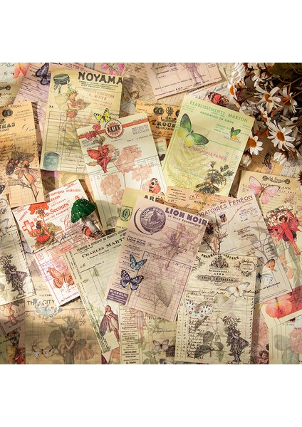 E Shanbu 50 Adet Elfler Vintage Bloknot Hafif Kağıt Deoc Scrapbooking Malzeme Kağıt Retro Günlük Günlüğü Arka Plan Kırtasiye (Yurt Dışından)