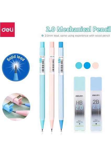 3 Kalem Deli Mekanik Kurşun Kalem 2.0mm Hb 2b Kawaii Kalemler Yazmak Için Çocuk Kız Hediye Okul Malzemeleri Kore Kırtasiye (Yurt Dışından)