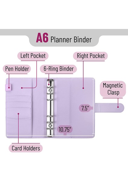 Pembe Kapak A6 A6 Bütçe Bağlayıcı Defter Nakit Zarflar Sistemi Seti Bağlayıcı Cepler Pu Deri Para Bütçe Tasarrufu Fatura Organizatör Aksesuarları (Yurt Dışından)