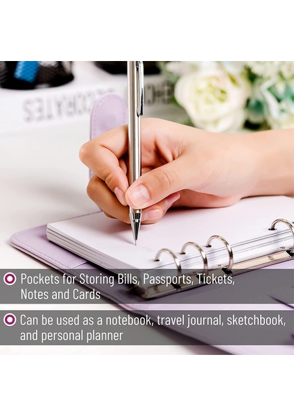 Pembe Kapak A6 A6 Bütçe Bağlayıcı Defter Nakit Zarflar Sistemi Seti Bağlayıcı Cepler Pu Deri Para Bütçe Tasarrufu Fatura Organizatör Aksesuarları (Yurt Dışından)