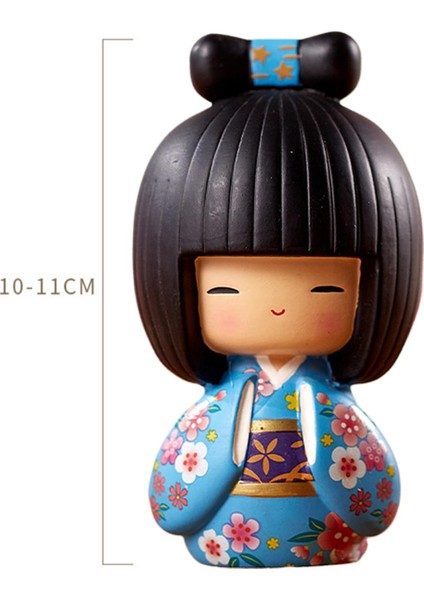 Reçine Kokeshi Doll Merkez Parçası Için Yenilikçi Figür Koleksiyonluk Mavi (Yurt Dışından) indirimleri