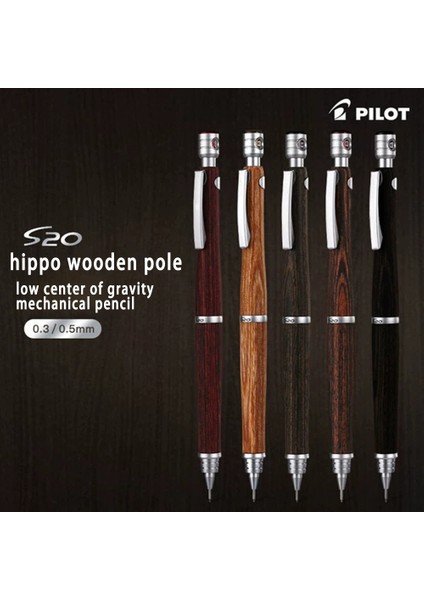 0.5mm Siyah Kahverengi Japonya Pılot Mekanik Kurşun Kalem S20 0.3/0.5mm Hippo Ahşap Kutup Düşük Ağırlık Merkezi Profesyonel Çizim Aktivite Kalemi Giftift (Yurt Dışından)