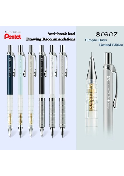 Beyaz 0.3mm Pentel Orenz Mekanik Kurşun Kalem 0.2/0.3/0.5mm Manga Elle Çizilmiş Tasarım Simpledays Sınırlı Çizim Öğrencileri Sanat Resim Kroki (Yurt Dışından)