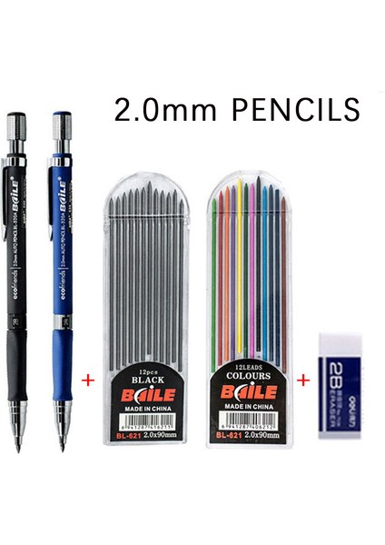 2 Adet Gri Kurşun M 2.0mm Mekanik Kurşun Kalem Sanat Çizim Kalem Seti Sevimli Okul Malzemeleri Ofis Yazma Otomatik Kalemler Kawaii Kırtasiye (Yurt Dışından) modelleri