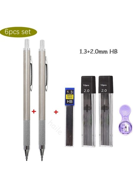 1.3-2.0mm 6 Adet Set Bir Haile Tam Metal Mekanik Kalem Seti 0.5 0.7 0.9 1.3 2.0mm Sanat Çizim Boyama Otomatik Kalem Okul Ofis Malzemeleri Talepleri (Yurt Dışından) fiyatları