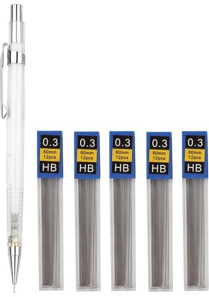 0.3mm Kalem Seti B Şeffaf Mekanik Kurşun Kalem Seti 0.3, 0.5, 0.7 0.9mm Eskiz Sanat Çizim Boyama Otomatik Kalemler Için Hb Kurşun Yedekler ile (Yurt Dışından)