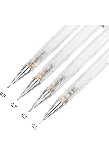 0.3mm Kalem Seti B Şeffaf Mekanik Kurşun Kalem Seti 0.3, 0.5, 0.7 0.9mm Eskiz Sanat Çizim Boyama Otomatik Kalemler Için Hb Kurşun Yedekler ile (Yurt Dışından)