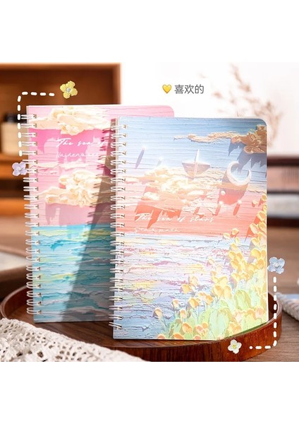 Süt Çay Kız Rastgele 1 Kitap A5 Yağlıboya Kapak Bobin Astarlı Defter Seti 1/2 Rastgele Sevimli Kitaplar Öğrenciler Için Kawaii Kore Kırtasiye Okul Malzemeleri (Yurt Dışından)