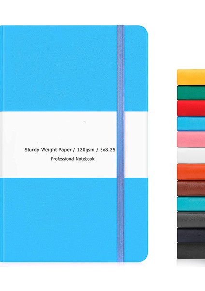 Noktalı Gök Mavisi A5 Defter Dergisi Sert Kapak, Çizgili/boş/noktalı Ince Iç Cepli Premium Kalın Kağıt, Günlük Yazmak Için Suni Deri (Yurt Dışından)