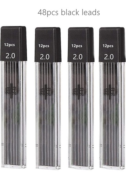 4 Kutu - Siyah Kurşunlar Haile Metal Mekanik Kurşun Kalem Seti, Yedek Kurşun ve Silgi, 2.0mm Çizim, Eskiz, Mimarlık Kalemleri, Okula Dönüş Kaynağı (Yurt Dışından)