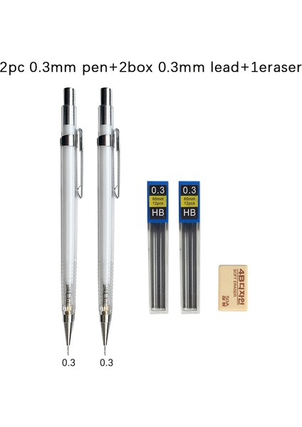 2 Adet 0.3mm Kalem Seti 0.3 0.5 0.7 0.9mm Basit Şeffaf Mekanik Kurşun Kalem Seti Talepleri ile Öğrenci Yazma Boyama Için Kawaii Temizle Otomatik Kalem (Yurt Dışından)