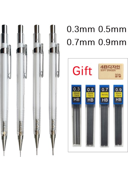 2 Adet 0.3mm Kalem Seti 0.3 0.5 0.7 0.9mm Basit Şeffaf Mekanik Kurşun Kalem Seti Talepleri ile Öğrenci Yazma Boyama Için Kawaii Temizle Otomatik Kalem (Yurt Dışından)