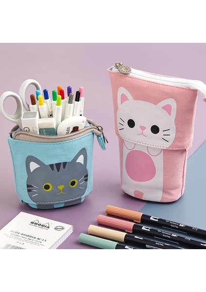 Unicorn Tuval Karikatür Sevimli Kalem Çantası Geri Çekilebilir Kumaş Kalem Kutusu Katlama Ayakta Tutucu Kawaii Kırtasiye Okul Malzemeleri Çocuklar Hediye (Yurt Dışından) modelleri