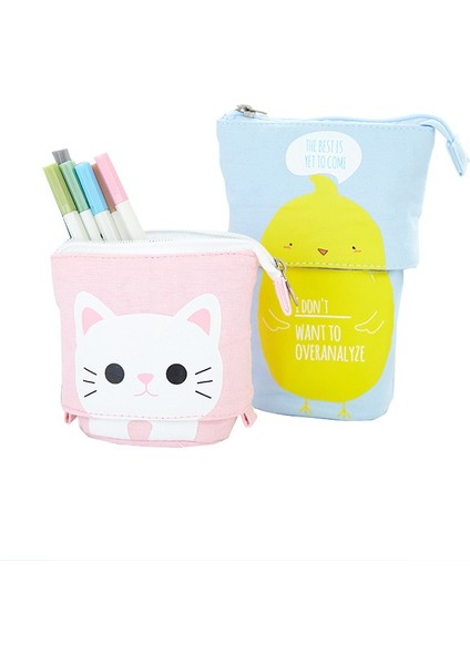 Unicorn Tuval Karikatür Sevimli Kalem Çantası Geri Çekilebilir Kumaş Kalem Kutusu Katlama Ayakta Tutucu Kawaii Kırtasiye Okul Malzemeleri Çocuklar Hediye (Yurt Dışından) fırsatları