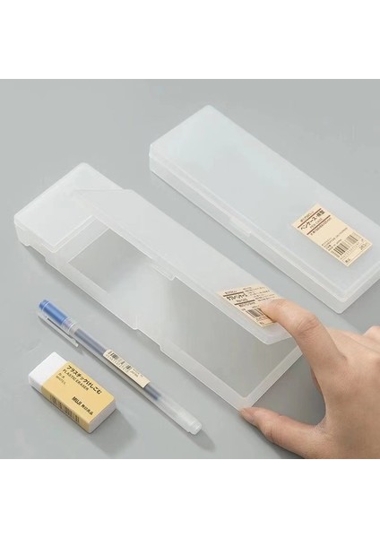 Iki Parçalı Şeffaf Kalem Kutusu Mujıs Plastik Saklama Kutusu Kawaii Japonya Buzlu Basit Sert Kırtasiye Ofis Çocuk Okul Öğrenci Hediye (Yurt Dışından) modelleri