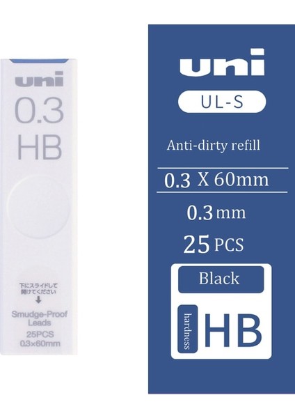 0.3mm Hb Japonya Unı Ul-S Otomatik Kalem Kurşun Çekirdek Leke Tutmaz Kalın Siyah Çiçeklenmez Kirlenme Önleyici Dolum Otomatik Kurşun Çekirdek 0.5/0.3. (Yurt Dışından)