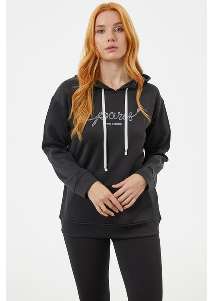 Kanguru Cepli Kapüşonlu Sweatshirt - Siyah