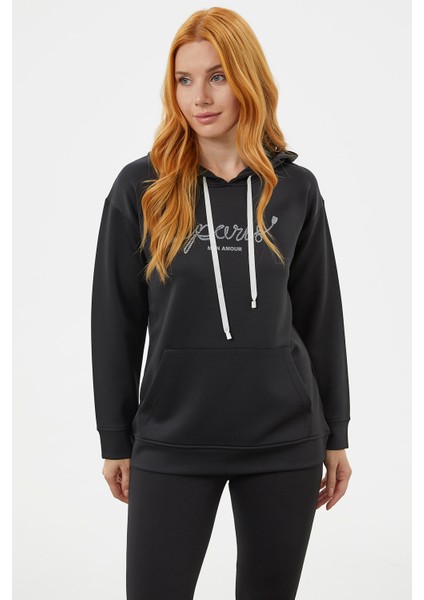 Kanguru Cepli Kapüşonlu Sweatshirt - Siyah