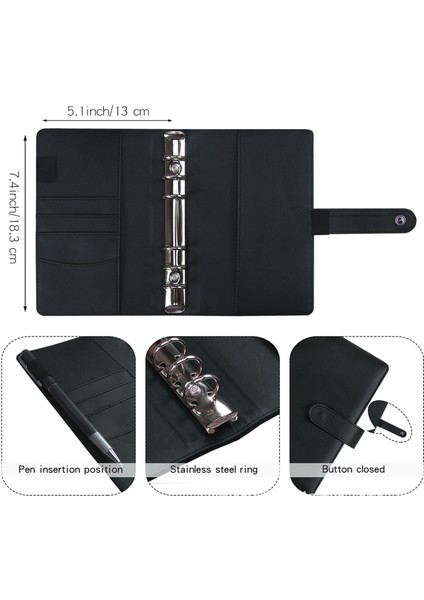 12 Adet A6 Yeni A5 A6 Bütçe Bağlayıcı Planlayıcısı 12 Parça Nakit Zarflar, 12 Pcs A6 Bağlayıcı Cepli Renkli Pu Deri Defter Bağlayıcı (Yurt Dışından)