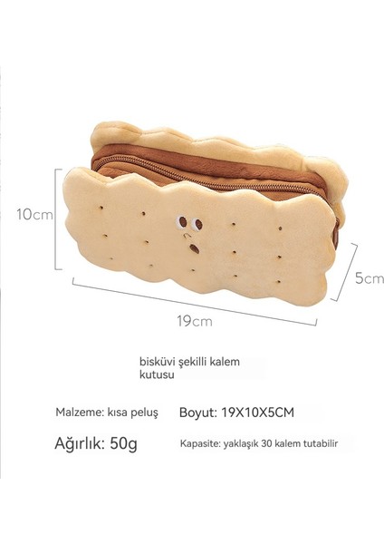 Simüle Sandviç Bisküvi Kalem Kutusu Ilköğretim ve Ortaokul Öğrencileri Basit Büyük Kapasiteli Sevimli Peluş Kırtasiye Kutusu (Yurt Dışından)