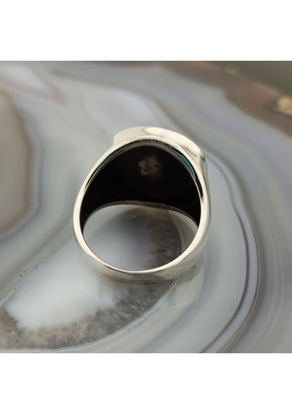 Yuvarlak Siyah Oniks Taşlı Erkek Yüzük fırsatları