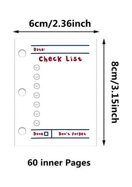 Kontrol Listesi 3 Delikli Gevşek Yaprak Spiral Defter Iç Dolum Mini Defter Kağıt Ekle Iç Çekirdek Izgara Günlük Aylık Planlayıcı Için Haftalık Plan (Yurt Dışından)