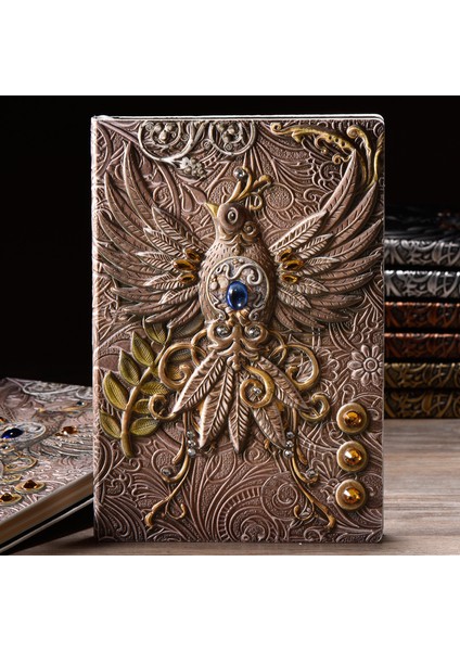 Gümüş A5 Moda Vintage Kabartmalı Deri Baskı Seyahat Günlüğü Dizüstü Seyahat Dergisi A5-Not Defteri 1 Adet (Yurt Dışından) indirimleri