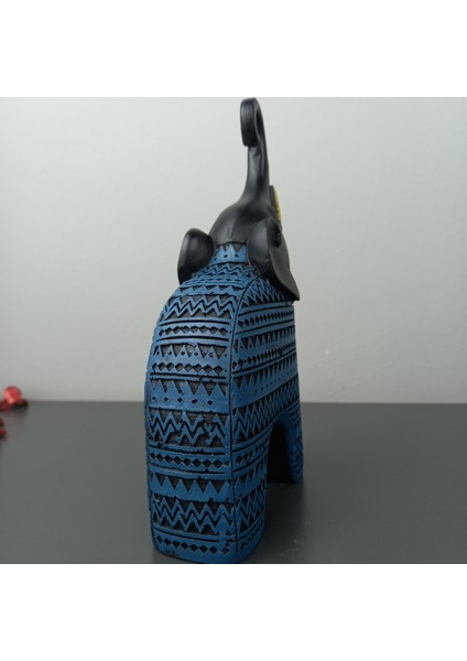 Dekoratif Fil Polyester Biblo Mavi 17.5 cm