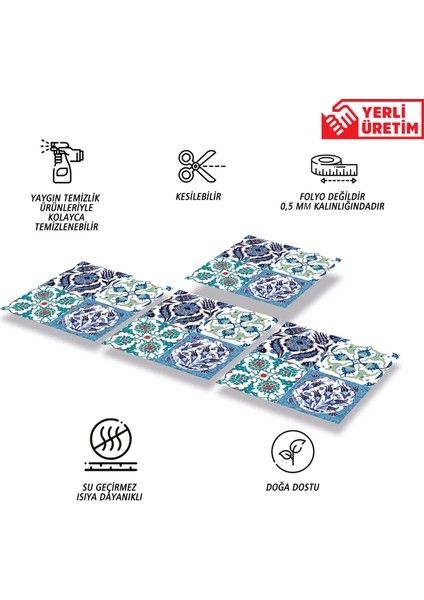 Kendinden Yapışkanlı Çini 010 Desenli Pvc Karo 30X30 cm 4'lü 0,36 M2