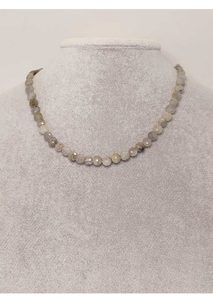 Labradorit Taşı Yassı Faset Kesim Kolye 6X4MM (Sabit Klipsli) modelleri