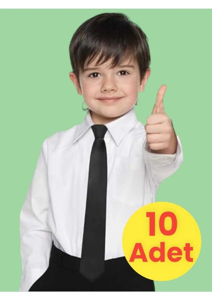 Unisex 5 - 10 Yaş Çocuk Lastikli Kravat 10 Adet