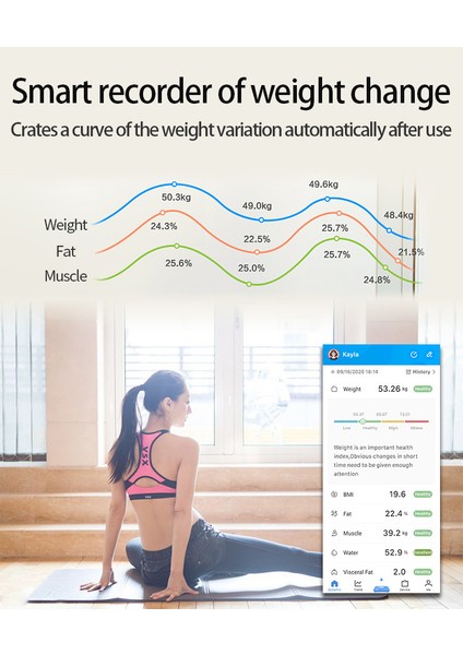 Akıllı Bluetooth Home Electronic Body Fat Scale App (Yurt Dışından)