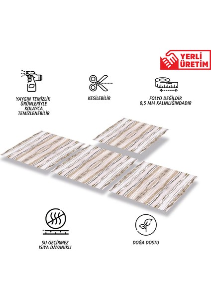 Kendinden Yapışkanlı Mermer 017 Desenli Pvc Karo 30X30 cm (4 Adet) 0,36 M2