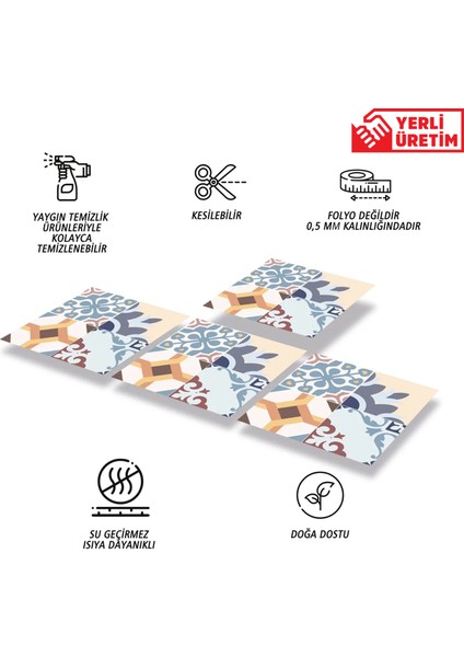 Kendinden Yapışkanlı Modern 4'lü Desenli Pvc Karo 30x30 cm 4 Adet 0,36 M2