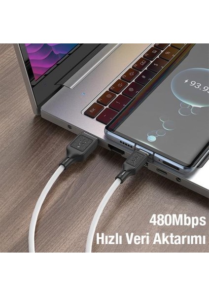 Hc Seri Super Şarj Silikon Kopmaz 1mt USB To Type-C Şarj Kablosu Huawei Samsung Şarj Kablosu