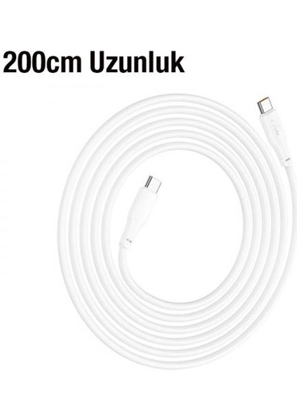 Hc Seri Super Şarj 2mt 60W Type-C To Type-C Şarj Kablo ve Veri Aktarım Kablosu Type-C Ultra Hızlı Data ve Şarj Kablosu