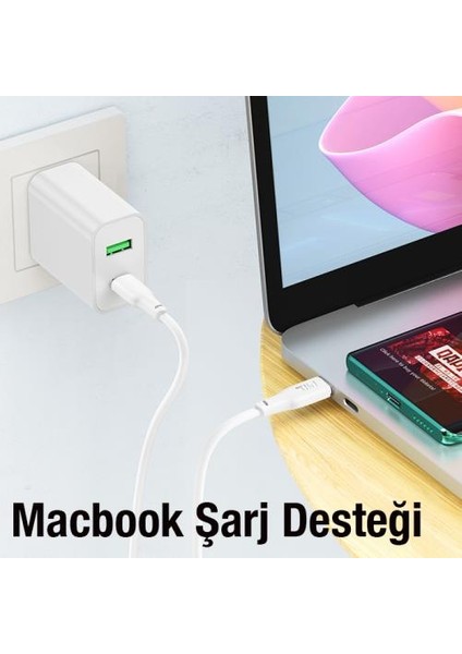 Hc Seri Super Şarj 2mt 60W Type-C To Type-C Şarj Kablo ve Veri Aktarım Kablosu Type-C Ultra Hızlı Data ve Şarj Kablosu