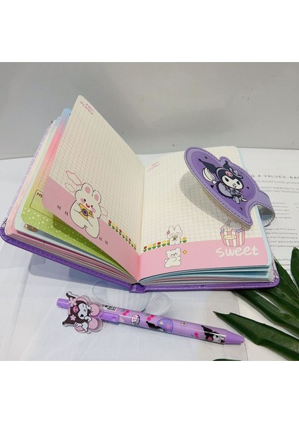 Kuromi Sanrio Pu Defter Seti Kawaii Kuromi Cinnamoroll My Melody Karikatür Günlük Haftalık Planlayıcı Gündem Kırtasiye Ofis Okul Malzemeleri (Yurt Dışından)